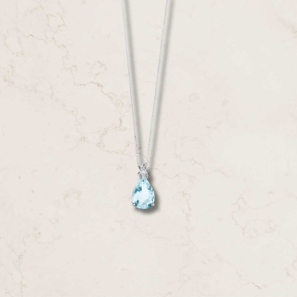 Collana Acquamarina Taglio Goccia Comete