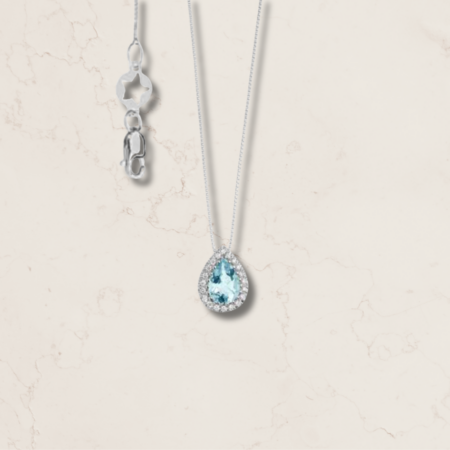 Collana Acquamarina Taglio Goccia con Pavè Comete
