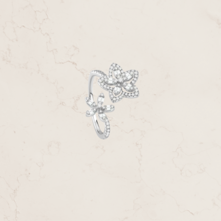 Anello Due Fiori in oro bianco con diamanti Magia Garden Salvini