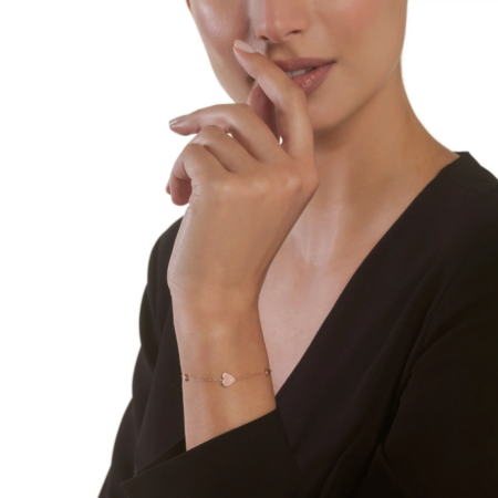 Bracciale cuore in oro rosa 9 kt con diamante Salvini