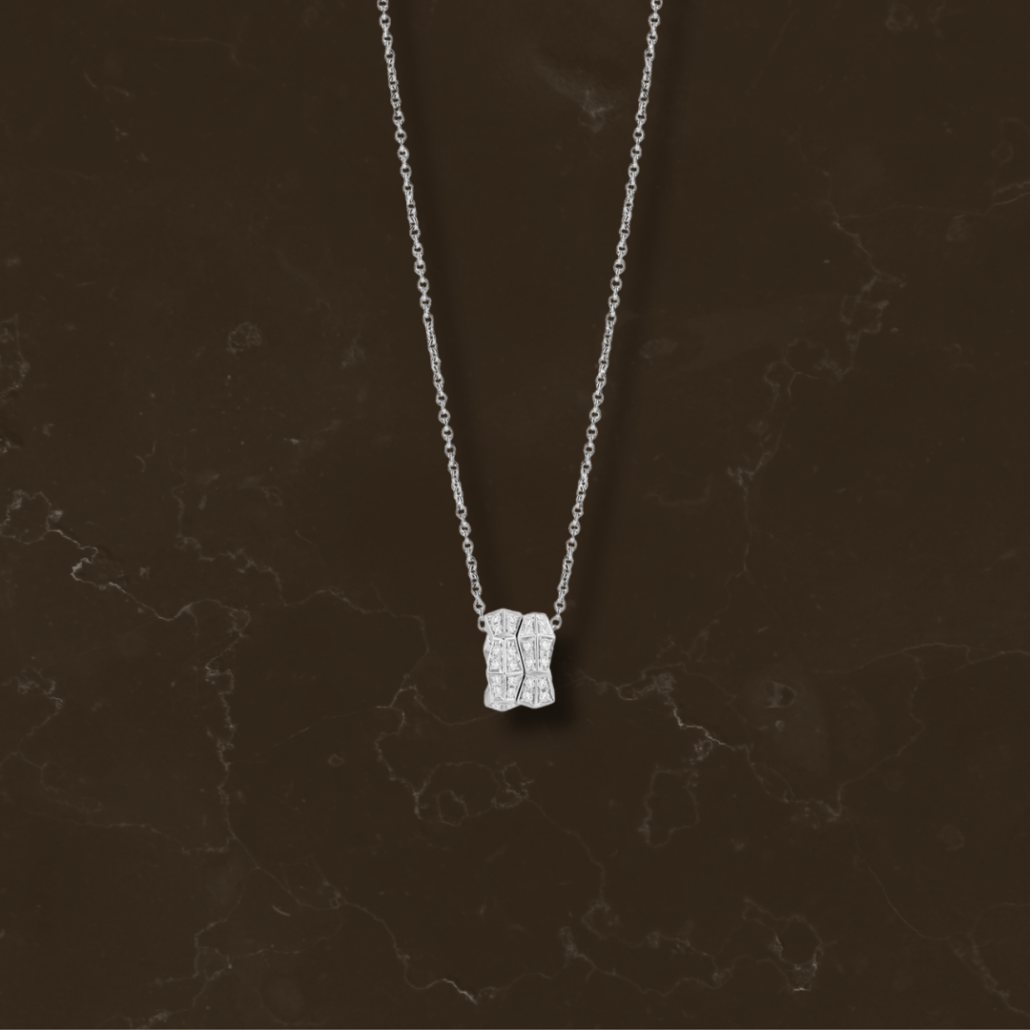 Collana Eva in oro bianco con diamanti ehybrid ceramic rossa Salvini