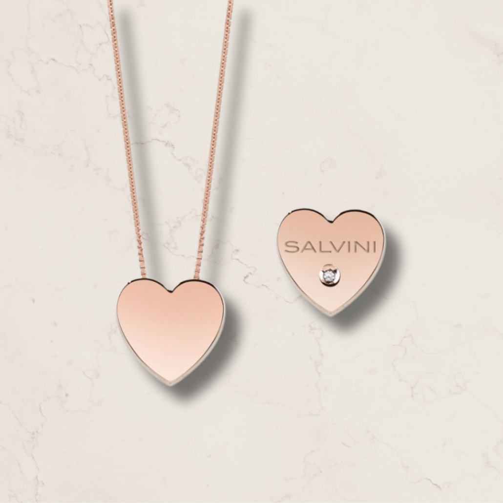 Collana cuore in oro rosa con diamante Salvini