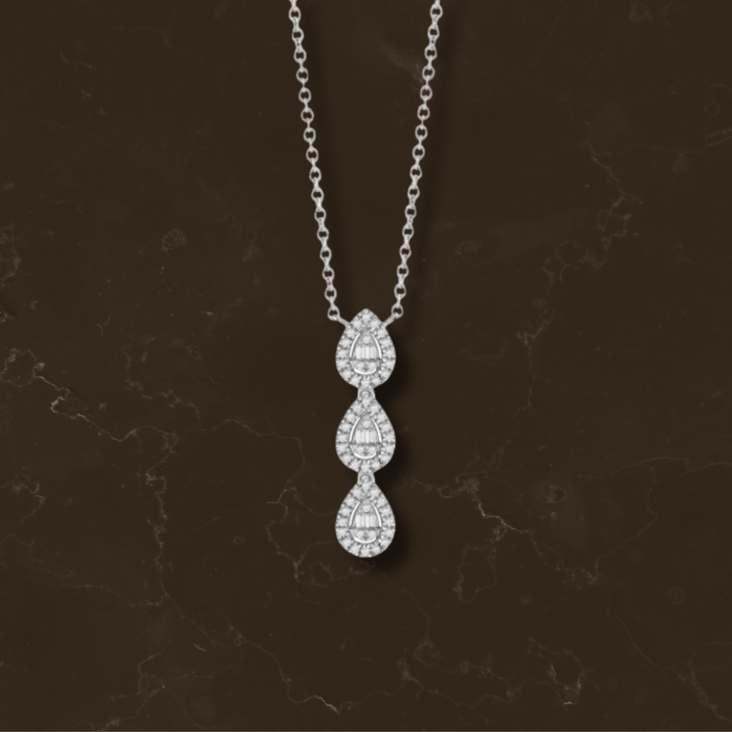 Collana Tre Gocce in oro bianco con diamanti Salvini Magia