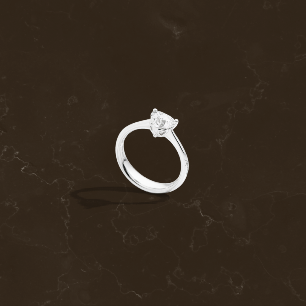 Solitario Cuore oro bianco diamante Recarlo