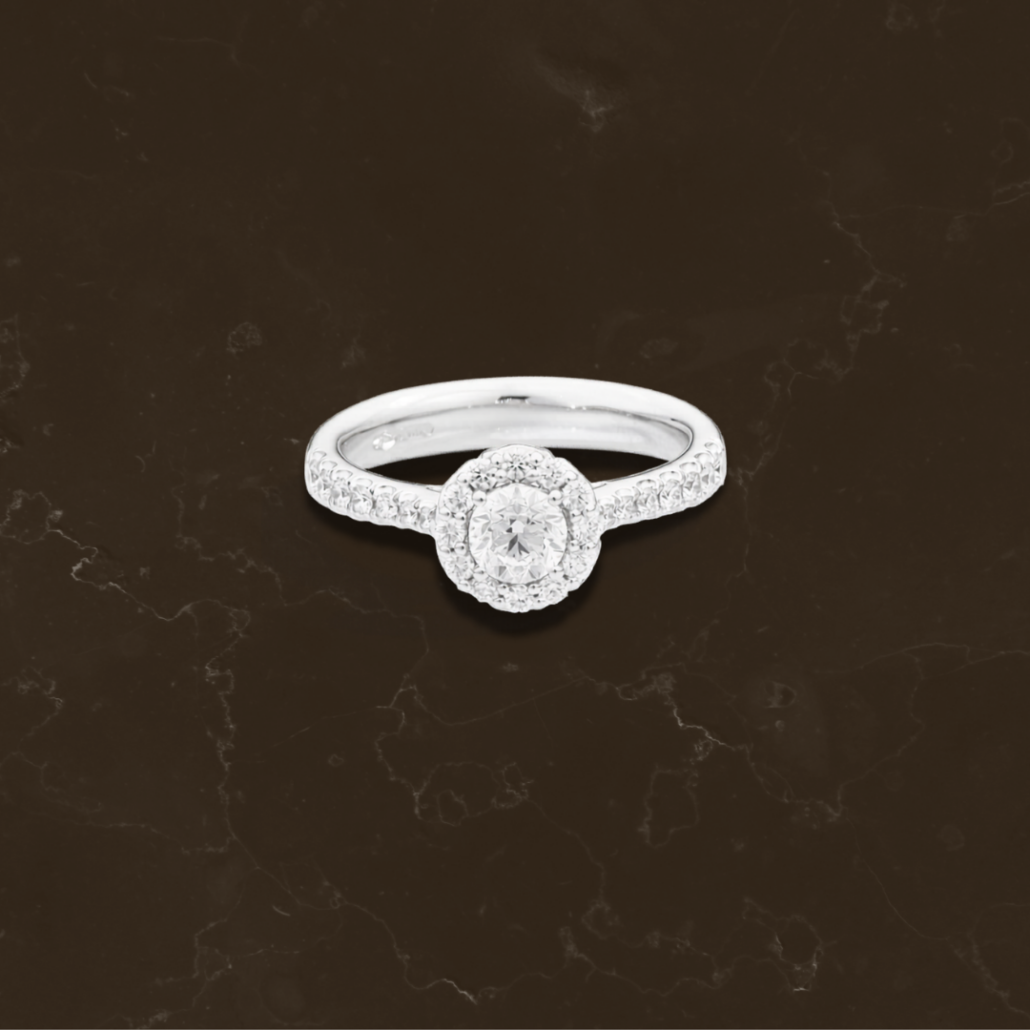 Solitario Halo in Oro bianco con Diamante Recarlo