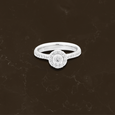 Solitario Halo in Oro bianco con Diamante Recarlo