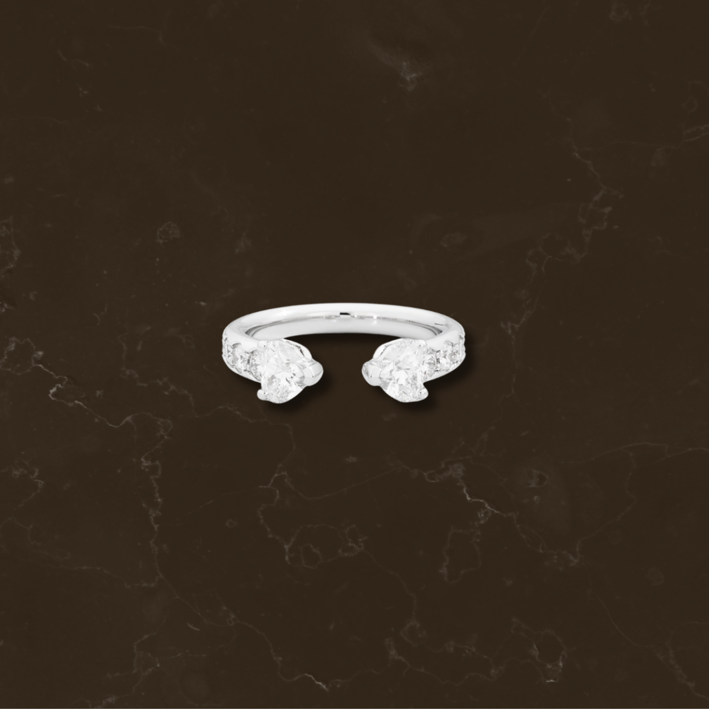 Anello Doppio Cuore Bianco Collezione More Recarlo