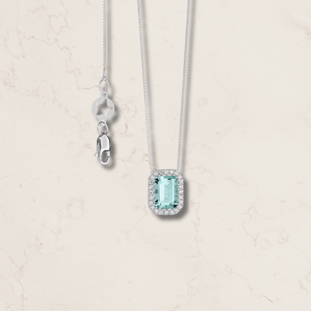 Collana Acquamarina Taglio Smeraldo Comete